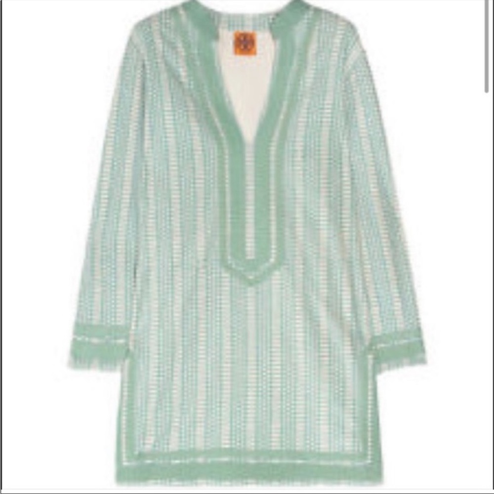 Tory Burch Mint and White Tunic